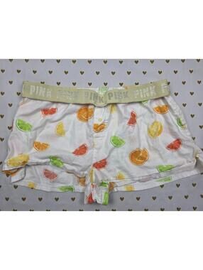 Victorias Secret PINK Fruit SIlky Small  Sleep Shorts Boxers Pajama Bottoms